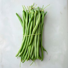 Fresh green beans bunch, healthy vegetarian food, isolated on white background