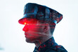 © EdvvinStudios - Police officer protecting city skyline double exposure portrait