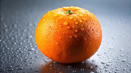 Sticker - Ripe and juicy orange fruit with water droplets , fresh, natural, vibrant, citrus, healthy, organic, tasty, diet, nutrition