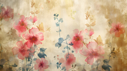 Wall Mural - Vintage Wallpaper Watercolor Vintage background