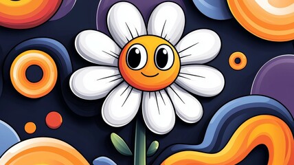 Canvas Print - A cartoon flower with a big smile on its face