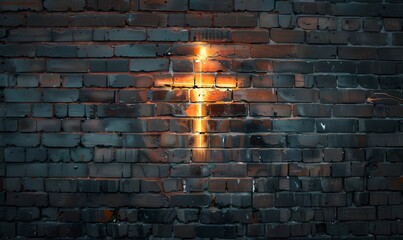 Lighted Cross Background. Back lit cross on a brick background with copy space. 