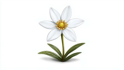 Wall Mural - A white flower with yellow center