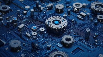 Circuit Board with Gears   Technology Background