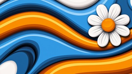 Poster - A colorful background with a white flower in the middle