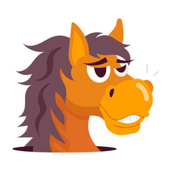 Poster - Angry horse sticker in flat style 

