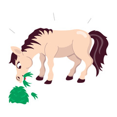 Poster - Cartoon style sticker of horse grass 

