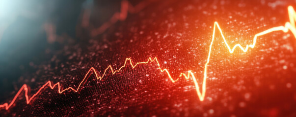 Abstract red line graph on a dark background, symbolizing data trends and analytics in a digital environment.