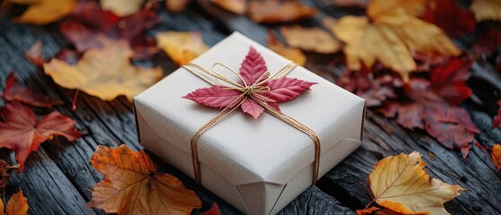 Sticker - A Cozy Autumn Moment with a Wrapped Gift