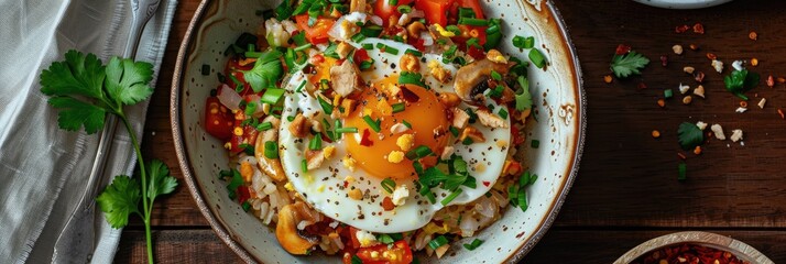 Canvas Print - Stir-Fried Eggs with Cloud Ear Mushrooms and Tomatoes