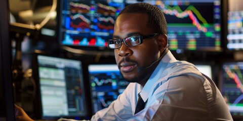 Aufkleber - A securities trader executing trades with precise timing and analysis in a fast-paced market environment