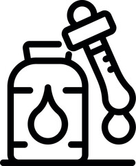 Poster - Simple bold line icon of a pipette dropping essential oil into a bottle to create a natural home fragrance