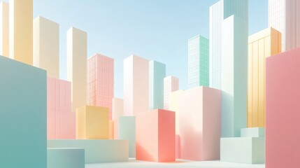 Wall Mural - Pastel Cityscape