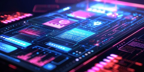 Fototapete - Mobile app wireframe on a digital tablet, showcasing intuitive navigation and user-friendly interface design