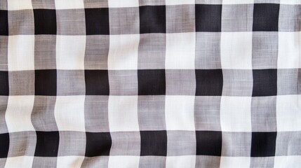 Black and white striped tablecloth background top view 