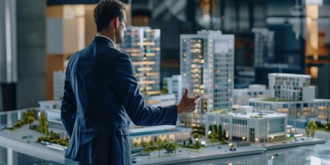 Wall Mural - A businessman presenting a proposal for a large-scale investment project, emphasizing strategic planning and financial foresight