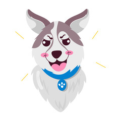 Sticker - A flat style sticker of dog cartoon with smily expression  