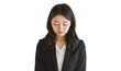 © The Stock Guy - Japanese businesswoman looking frustrated, appearing stressed and tired, isolated on transparent background