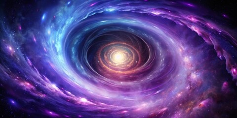 Wall Mural - galactic spiral with purple vortex in the cosmic abyss , astronomy, space, galaxy, cosmic, stars, un