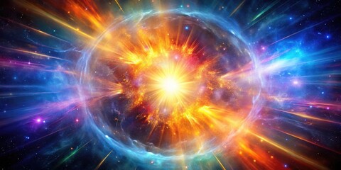 Wall Mural - energetic cosmic explosion wallpaper capturing a supernova with bright colors and swirling energy, s