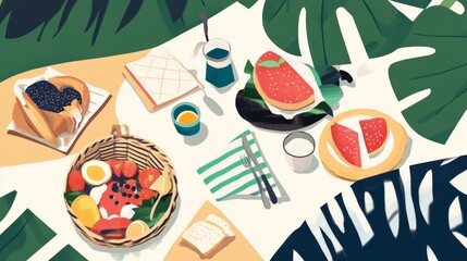 Picnic Large color block illustration 