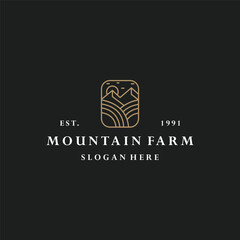 Wall Mural - Mountain farm logo vector hipster vintage icon illustration