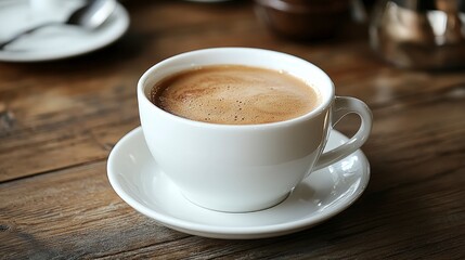 Wall Mural - Elegant Coffee Cup Filled with Freshly Brewed Coffee and Delicate Crema