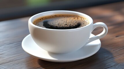 Wall Mural - Elegant Coffee Cup Filled with Freshly Brewed Coffee and Delicate Crema