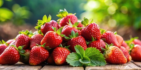 Wall Mural - Fresh and vibrant strawberry fruits background, strawberries, red, succulent, sweet, juicy, ripe, healthy, organic