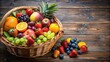 © Udomner - A basket filled with colorful and juicy fruits , healthy, fresh, organic, farmer's market, produce, nutrition, vibrant
