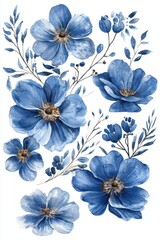 Poster - Delicate Blue Floral Arrangement