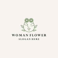 Wall Mural - Woman flower logo design template vector illustration