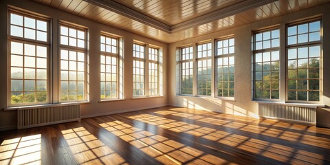 Wall Mural - A sunny room with windows, casting shadows on various objects, sunny, room, windows, shadows, objects, bright, interior