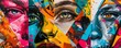 © Sanych - Graffiti art collage with street art, bold colors, and urban themes, 4K hyperrealistic photo
