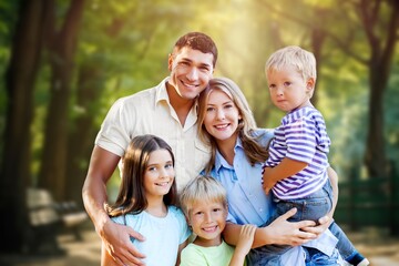 Poster - A Nice happy family Playing together outdoor