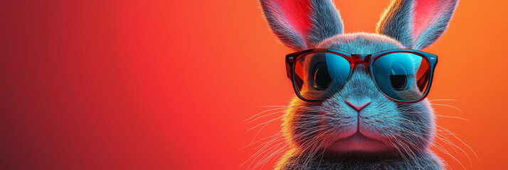 Canvas Print - A cool bunny wearing sunglasses and looking directly at the camera.