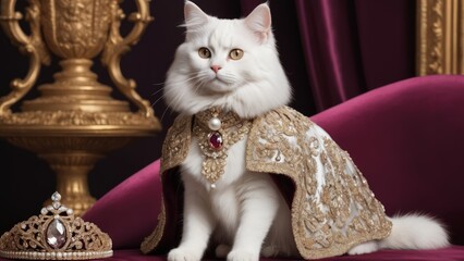 Wall Mural - A majestic cat poised with regal elegance exuding luxury and refinement in a high-fashion photography