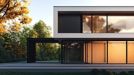 Modern house exterior with blank background for real estate concept. 3d rendering