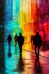 Colorful Walkway: Artistic Reflections in the City