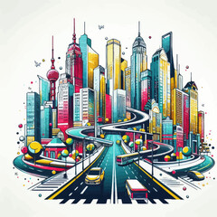 Canvas Print - city-transport-vector