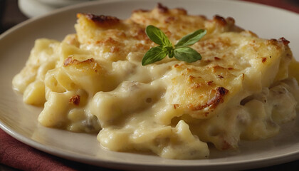 Wall Mural - cheesy scalloped potatoes on a plate