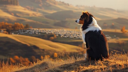 Wall Mural - Border Collie on Hilltop