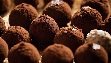 closeup of chocolate truffles