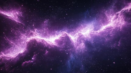 Wall Mural - A cosmic scene showcasing the beauty of a purple nebula set against a star-filled sky.