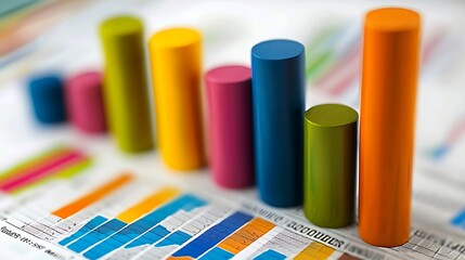 a colorful bar chart displayed on a business report, highlighting key data insights.
