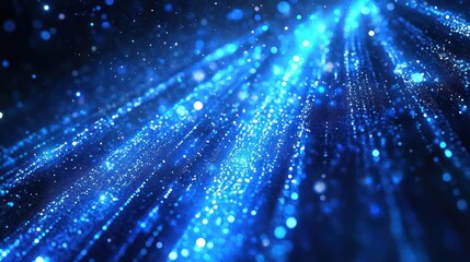 Wall Mural - space-themed image of vibrant blue nebula with streaks and dots resembling stars,
