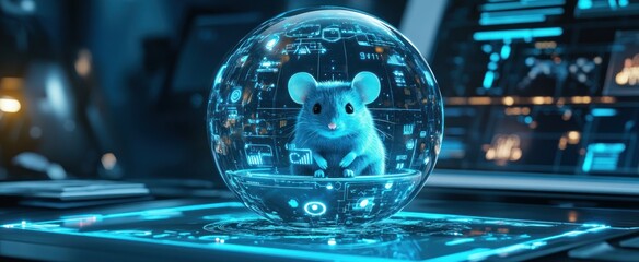 Wall Mural - A Mouse Inside A Futuristic Holographic Sphere