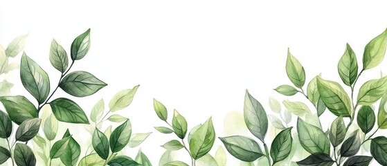 Wall Mural - Vibrant Green Leaves Forming a Natural Border Background