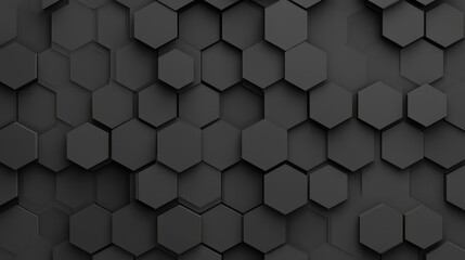 Wall Mural - Modern black and grey hexagonal pattern with seamless interconnected design, perfect for sleek backgrounds and textures.