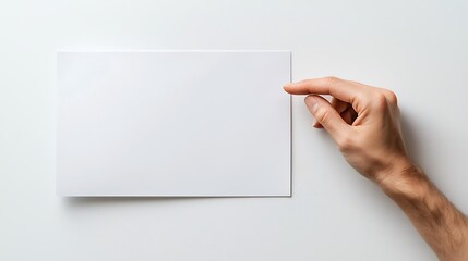 A hand holds a blank white card, ready for personalization or presentation.